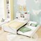 Costway Twin Size Bed Frame with Trundle & Power Outlet Bookcase Headboard Sliding Doors